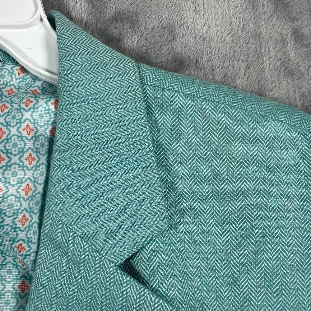 Alan Flusser Linen Blend Green Blazer Mens XL 46 Sport Coat Suit Jacket Lined